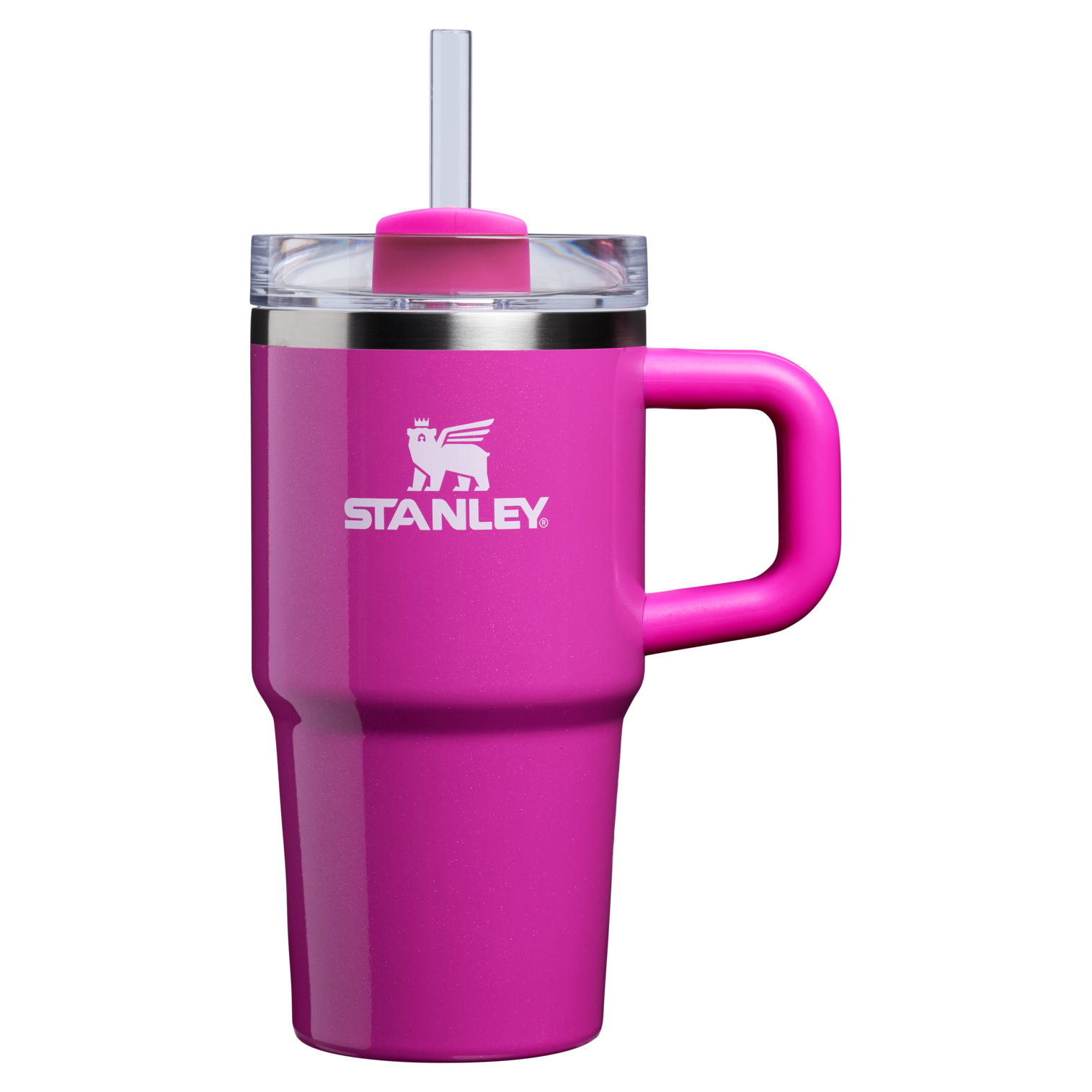 The Stanley Quencher H2.O FlowState Tumbler with Handle 20 OZ Cup in Dahlia Shimmer Pink