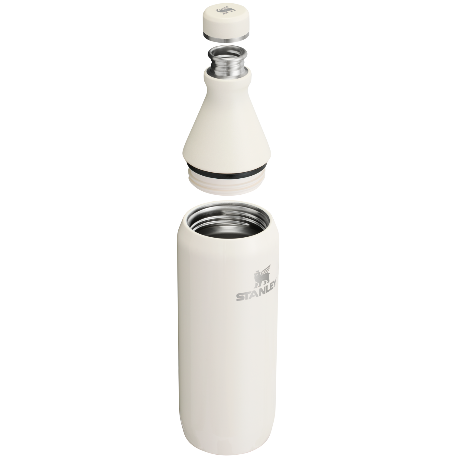 Stanley Leak Proof 20 OZ All Day Slim Bottle with removable collar in Cream Gloss