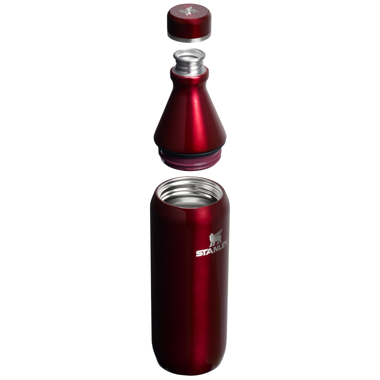 Stanley All Day Slim Water Bottle 20 OZ In Garnet Red Shine Gloss