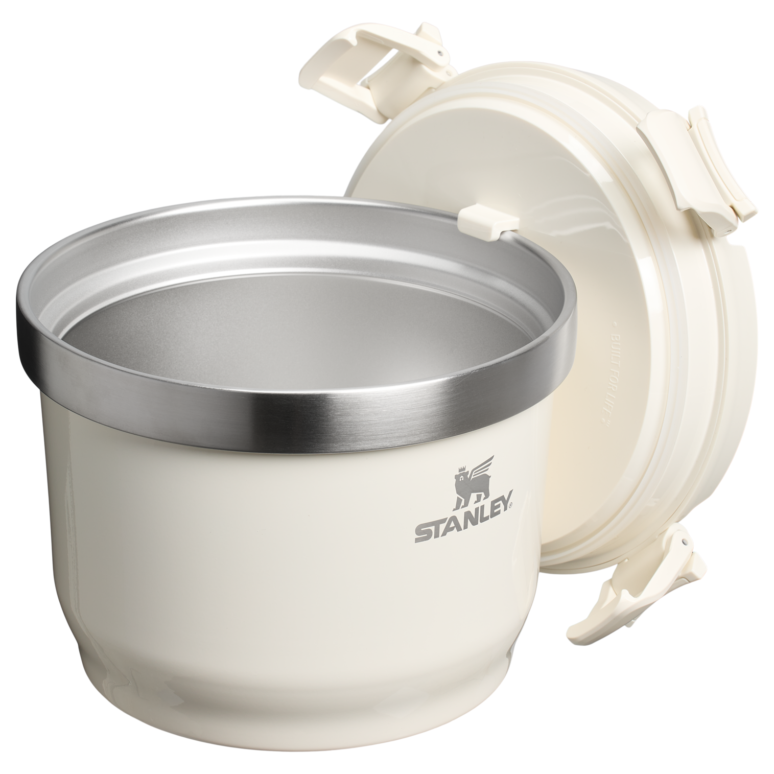 Stanley Fresh-To-Table 3 qt Leakproof Crock in Cream White with sealed lid and side latches