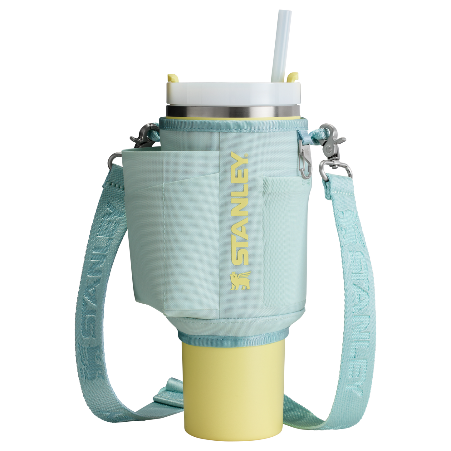 Stanley Carry-All 40 oz Quencher with Detachable Crossbody Straps in mist blue