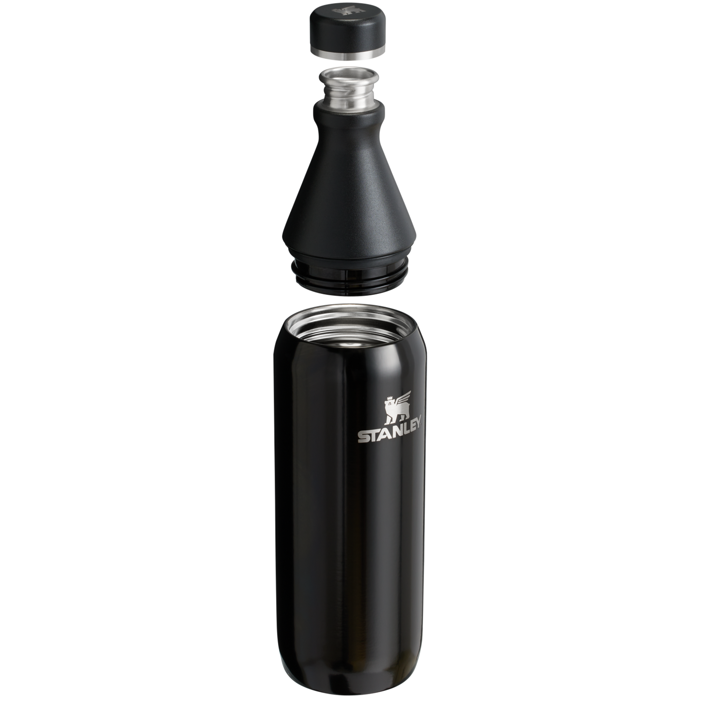 Stanley Leak Proof 20 OZ All Day Slim Bottle with removable collar in Black Gloss