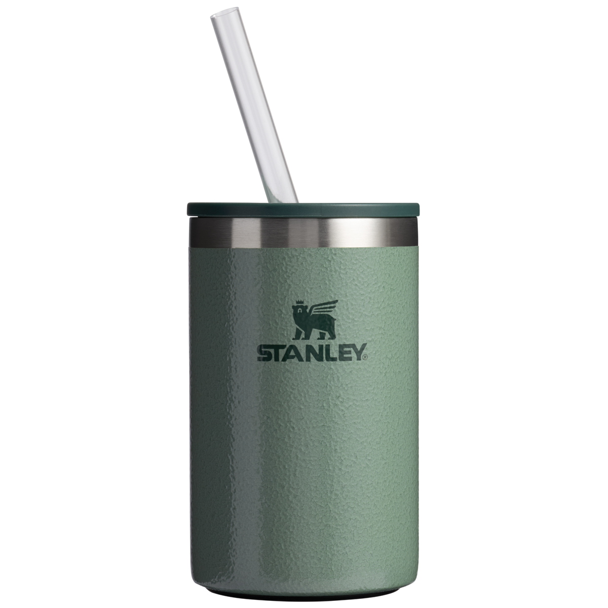 Stanley Everyday Can Cooler cup 10 oz with straw in Hammertone Green