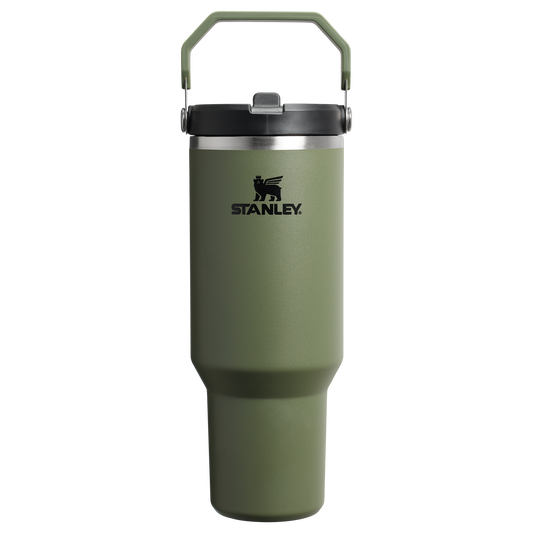 Stanley 40 OZ Ice Flow Flip Straw Insulated Tumbler In Dried Pine Green