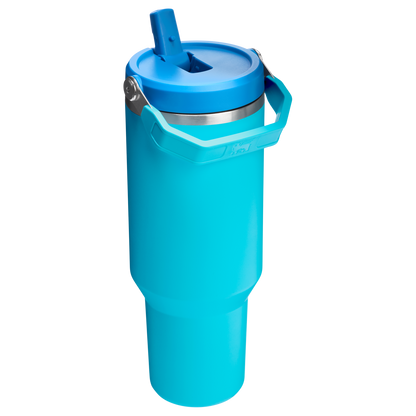 Stanley 40 OZ IceFlow Flip Straw Stainless Steel Tumbler In Splash Blue