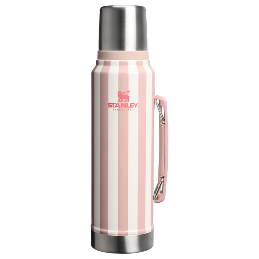 Stanley 1.1 Quart Legendary Vacuum Bottle In Peach Whip Pink Cabana Stripe From The Oasis Collection